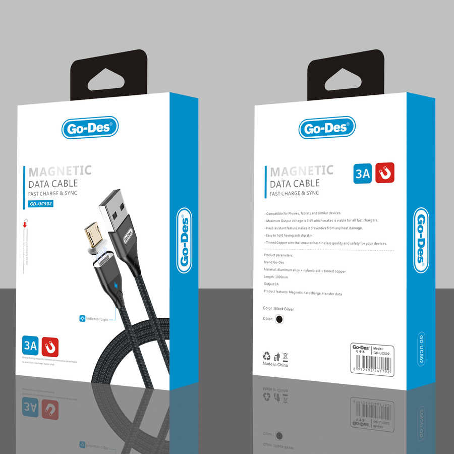Go Des GD-UC502 Magnetic Data Micro Usb Kablo - 2 Go Des GD-UC502 Magnetic Data Micro Usb Kablo - 2